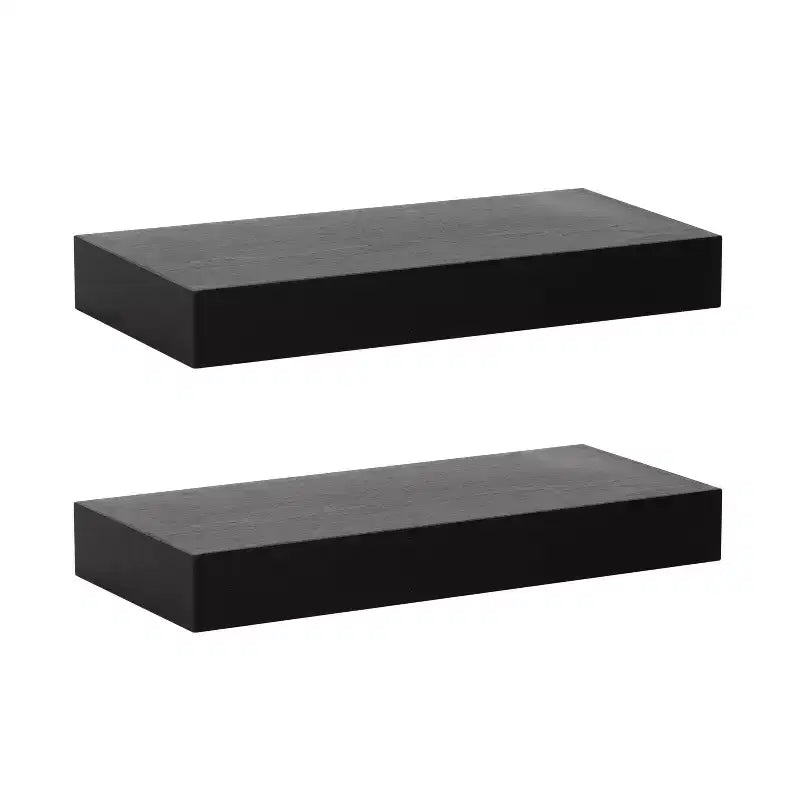 Kate & Laurel All Things Decor 2pc 18" Havlock Wood Shelf Set Black: MDF Open Shelves, No Assembly Required