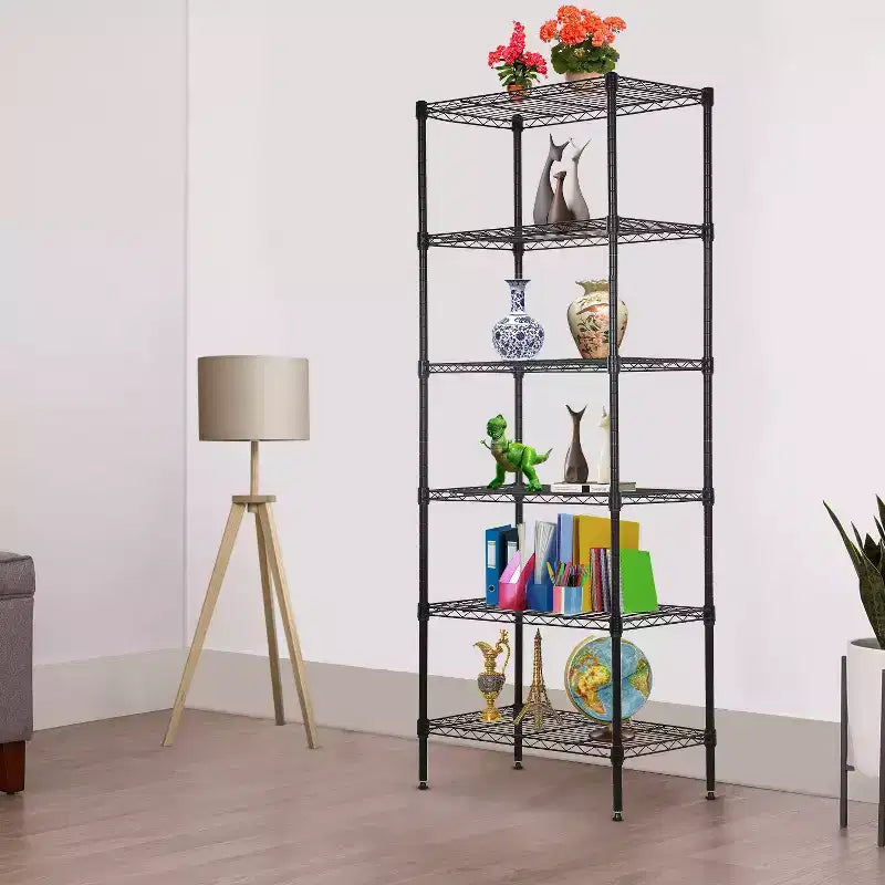 Étagère métallique à 6 niveaux, rayonnage de garage, étagère réglable et autoportante, utilisation multifonctionnelle pour la maison, le bureau ou le commerce.