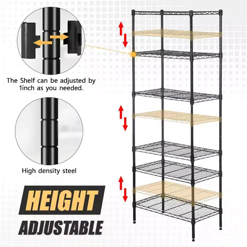 Étagère métallique à 6 niveaux, rayonnage de garage, étagère réglable et autoportante, utilisation multifonctionnelle pour la maison, le bureau ou le commerce.