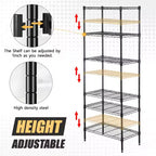Étagère métallique à 6 niveaux, rayonnage de garage, étagère réglable et autoportante, utilisation multifonctionnelle pour la maison, le bureau ou le commerce.