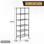 Étagère métallique à 6 niveaux, rayonnage de garage, étagère réglable et autoportante, utilisation multifonctionnelle pour la maison, le bureau ou le commerce.