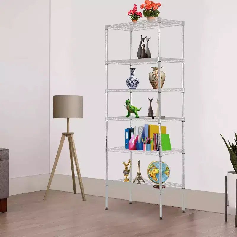 Étagère métallique à 6 niveaux, rayonnage de garage, étagère réglable et autoportante, utilisation multifonctionnelle pour la maison, le bureau ou le commerce.