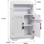 Meuble de rangement de salle de bain, meuble bas en bois avec 2 portes et support de papier toilette, blanc