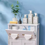 Meuble de rangement de salle de bain, meuble bas en bois avec 2 portes et support de papier toilette, blanc