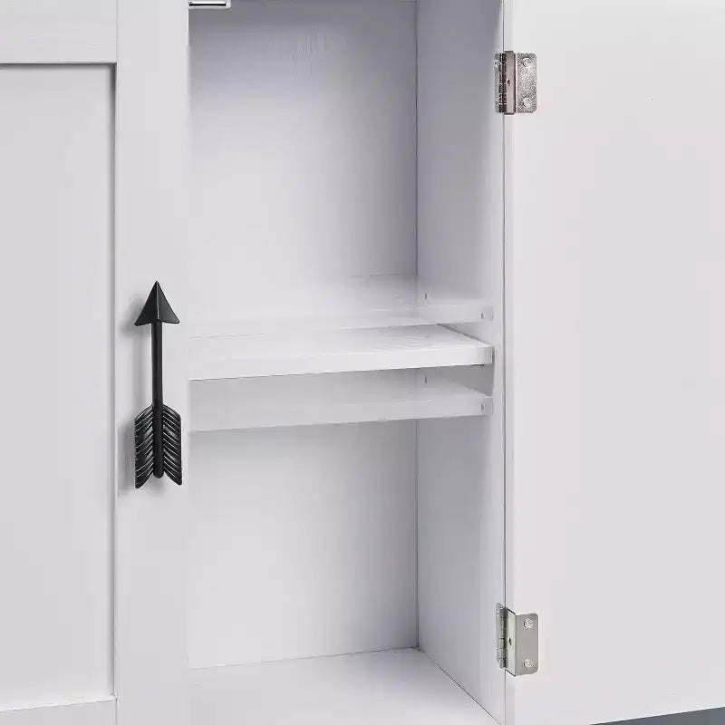 Meuble de rangement de salle de bain, meuble bas en bois avec 2 portes et support de papier toilette, blanc