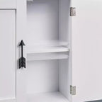 Meuble de rangement de salle de bain, meuble bas en bois avec 2 portes et support de papier toilette, blanc