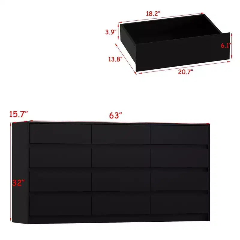 Commode Moderne 12 Tiroirs Design Minimaliste Poignées Discrètes