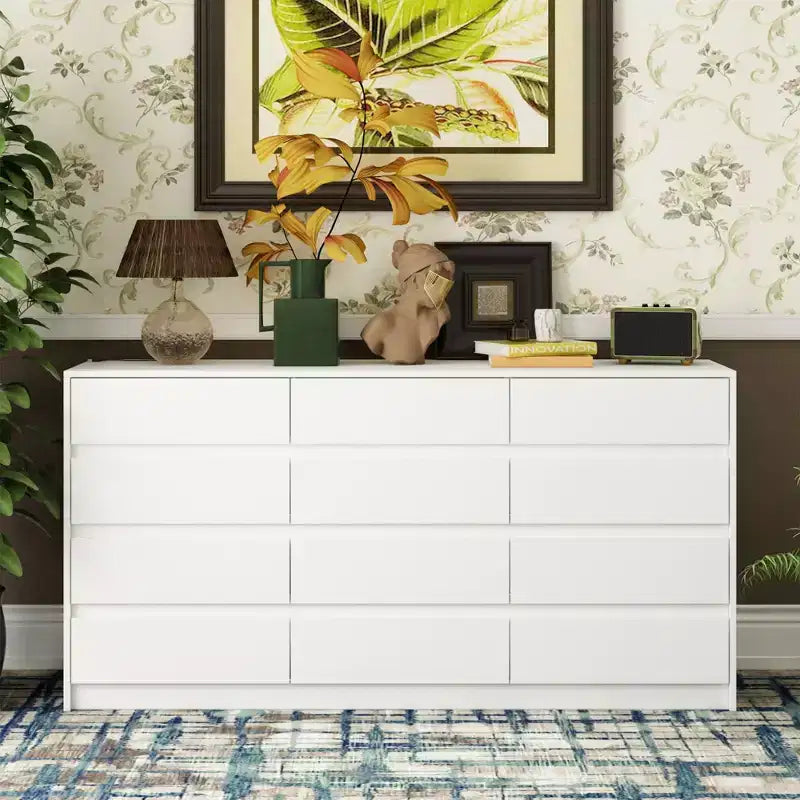 Commode Moderne 12 Tiroirs Design Minimaliste Poignées Discrètes