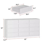 Commode Moderne 12 Tiroirs Design Minimaliste Poignées Discrètes