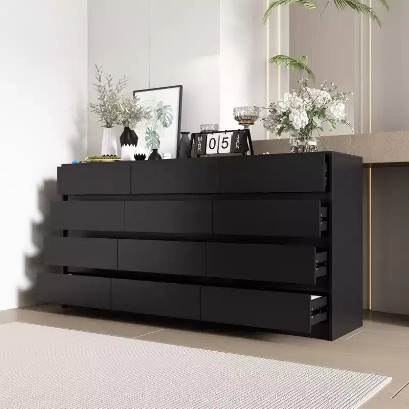 Commode Moderne 12 Tiroirs Design Minimaliste Poignées Discrètes