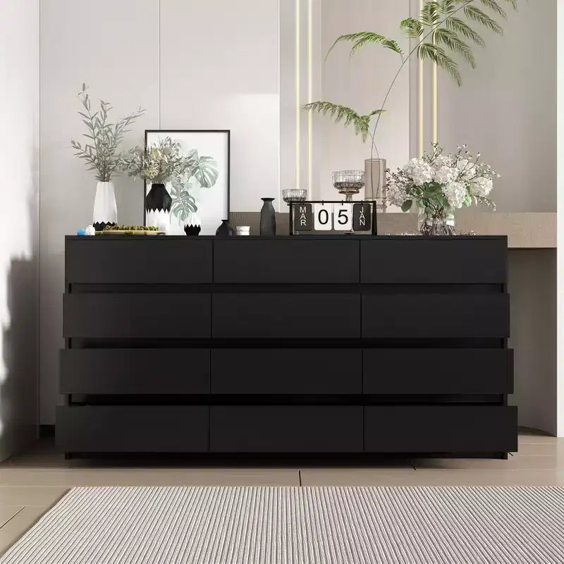Commode Moderne 12 Tiroirs Design Minimaliste Poignées Discrètes