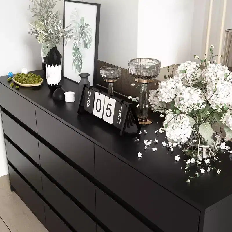 Commode Moderne 12 Tiroirs Design Minimaliste Poignées Discrètes