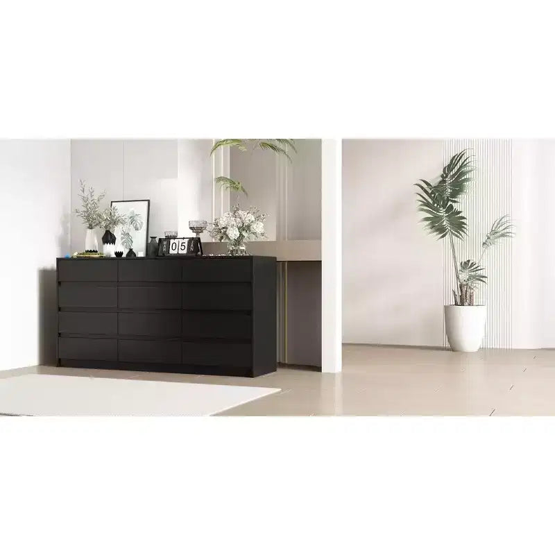 Commode Moderne 12 Tiroirs Design Minimaliste Poignées Discrètes
