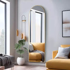 Miroir plein pied 69x24 en alliage d'aluminium, arqué sur les côtés - avec support