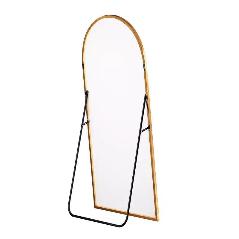 Miroir plein pied 69x24 en alliage d'aluminium, arqué sur les côtés - avec support