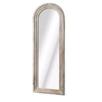 Miroir mural classique à cadre en bois massif arqué de 21 po l. x 64 po H, blanc vieilli