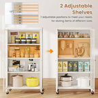 Armoire de rangement à roulettes et 2 portes translucides, étagères réglables, buffet 80 x 37 x 147 cm