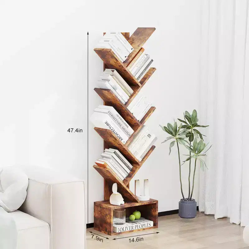 Bibliothèque Arbre à 8 Niveaux, Étagère à Livres sur Pied avec Tiroir, Étagères de Rangement pour Livres, Bibliothèque sur Pied