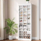 Meuble de rangement pour chaussures, armoire à chaussures haute à 10 niveaux avec étagères à bottes et 27 casiers, organisateur de chaussures autoportant pour placard, entrée