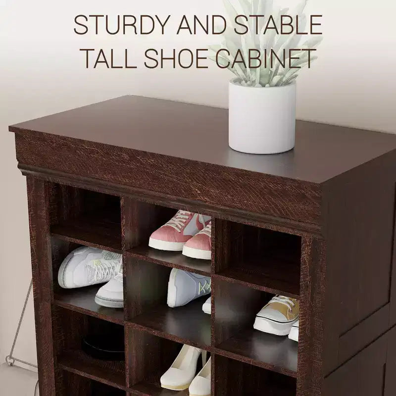 Meuble de rangement pour chaussures, armoire à chaussures haute à 10 niveaux avec étagères à bottes et 27 casiers, organisateur de chaussures autoportant pour placard, entrée