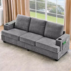 Canapé 3 places en chenille 89 avec porte-gobelets et poches de rangement - Canapé de salon à assise profonde pour petits espaces