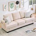 GustoWave 89 Chenille 3-Seater Sofa with Cup Holders & Storage Pockets - Deep Seat Living Room Couch for Small Spaces