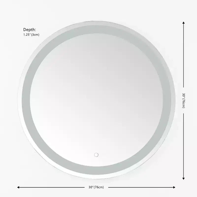 Miroir rond à LED en aluminium de 30 po