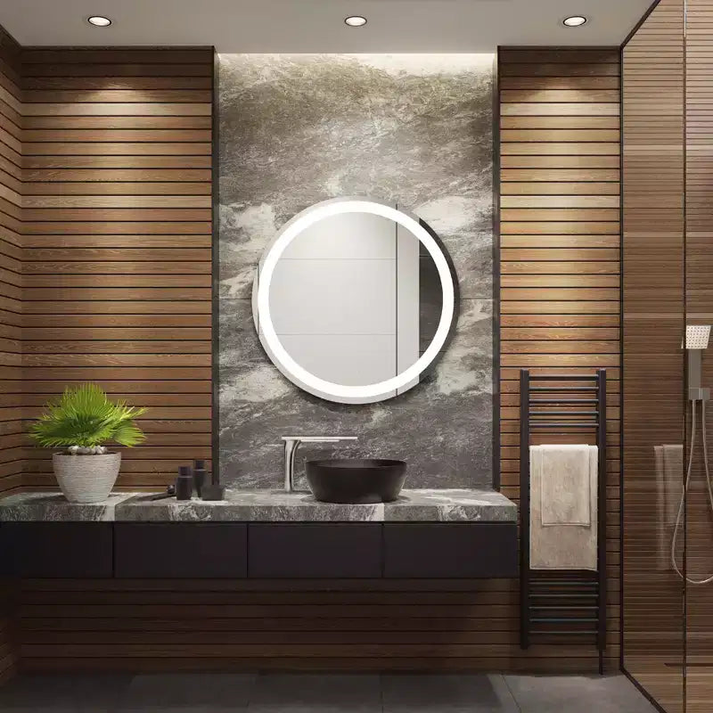 Miroir rond à LED en aluminium de 30 po