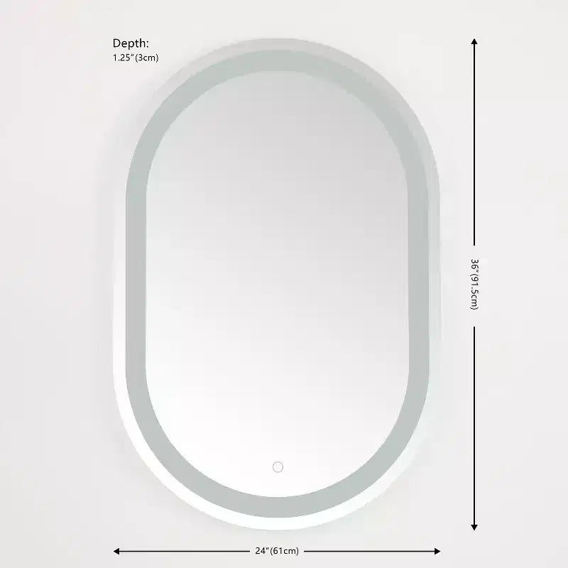 Miroir ovale LED en aluminium 24