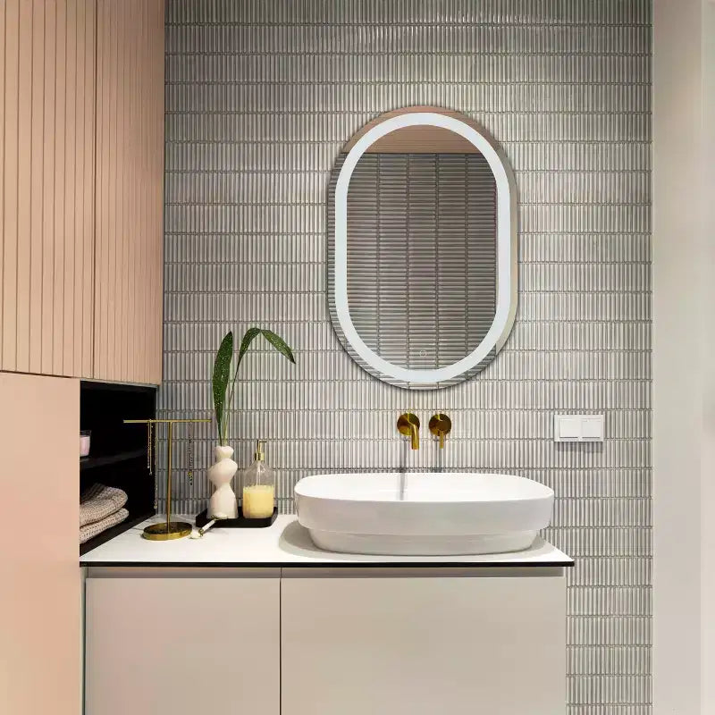 Miroir ovale LED en aluminium 24