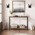 Table d'entrée, Consoles à 2 niveaux avec rangement, Console avec étagère réglable, Table de canapé industrielle, pour Entrée, Salon