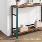 Table d'entrée, Consoles à 2 niveaux avec rangement, Console avec étagère réglable, Table de canapé industrielle, pour Entrée, Salon