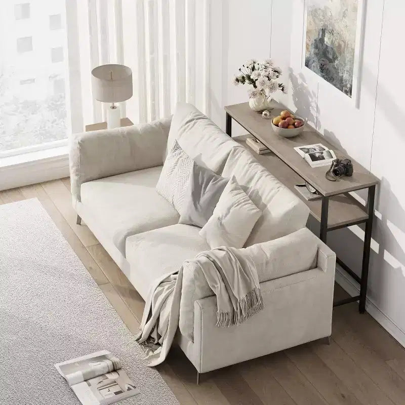 Table d'entrée, Consoles à 2 niveaux avec rangement, Console avec étagère réglable, Table de canapé industrielle, pour Entrée, Salon