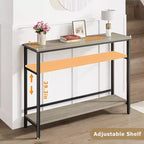 Table d'entrée, Consoles à 2 niveaux avec rangement, Console avec étagère réglable, Table de canapé industrielle, pour Entrée, Salon