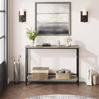 Table d'entrée, Consoles à 2 niveaux avec rangement, Console avec étagère réglable, Table de canapé industrielle, pour Entrée, Salon