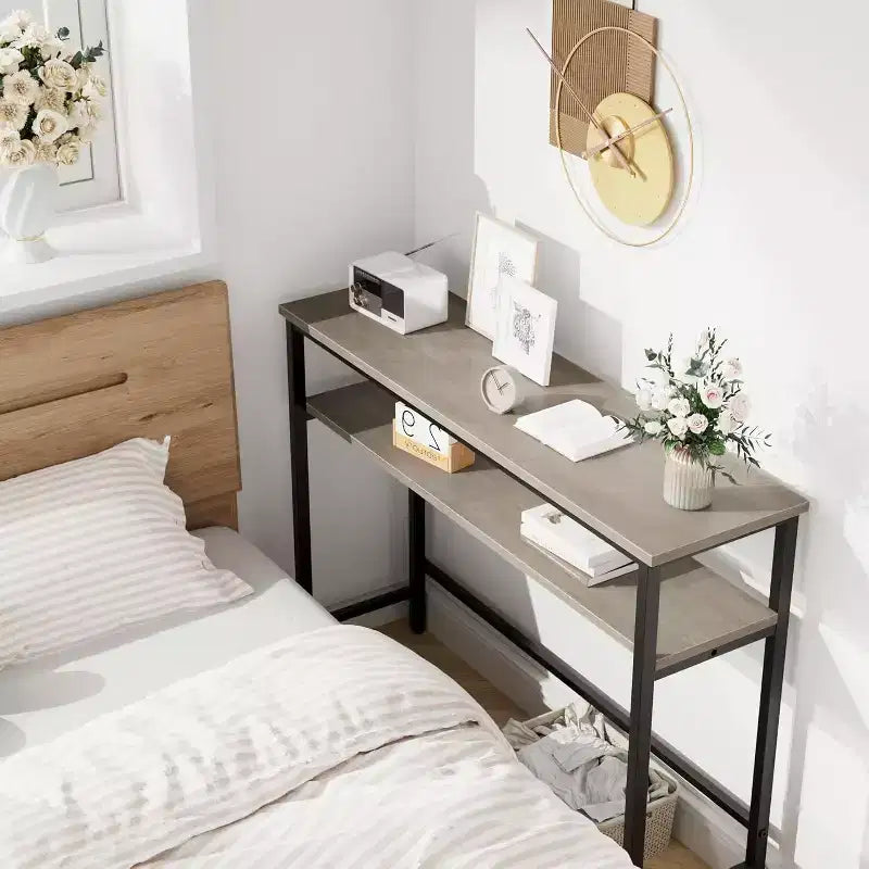 Table d'entrée, Consoles à 2 niveaux avec rangement, Console avec étagère réglable, Table de canapé industrielle, pour Entrée, Salon
