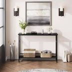 Table d'entrée, Consoles à 2 niveaux avec rangement, Console avec étagère réglable, Table de canapé industrielle, pour Entrée, Salon