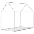 VEVOR Twin Size House Bed Frame, Metal Kids Floor Bed Frame with Roof, Heavy Duty Steel Slats Support, House Shape Bedframe, White
