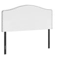 HomeRoots White Faux Leather Upholstered Arched Queen Headboard With Nail Head Trim