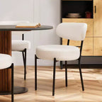 Chaise de salle à manger ronde capitonnée en fausse fourrure avec cadre en acier
