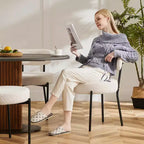 Chaise de salle à manger ronde capitonnée en fausse fourrure avec cadre en acier