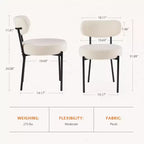 Chaise de salle à manger ronde capitonnée en fausse fourrure avec cadre en acier