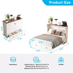 Lit escamotable coffre Full/Queen avec matelas et rangement