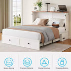 Lit escamotable coffre Full/Queen avec matelas et rangement