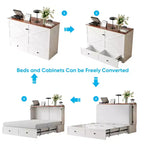 Lit escamotable coffre Full/Queen avec matelas et rangement