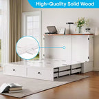 Lit escamotable coffre Full/Queen avec matelas et rangement