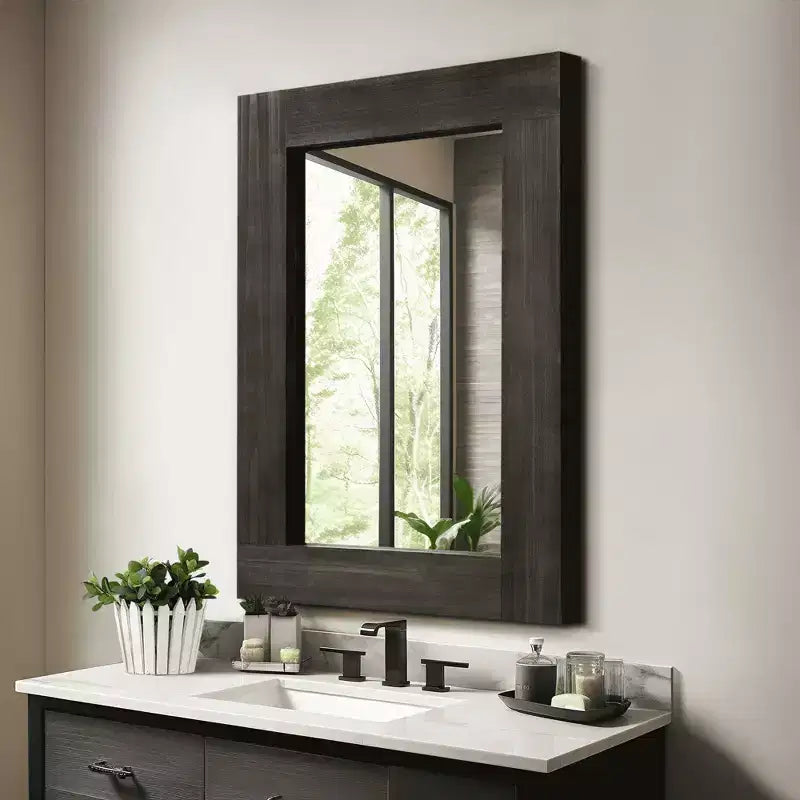 Miroir mural rectangulaire pleine longueur en bois couleur anthracite (sans support) 71 x 31 x 2