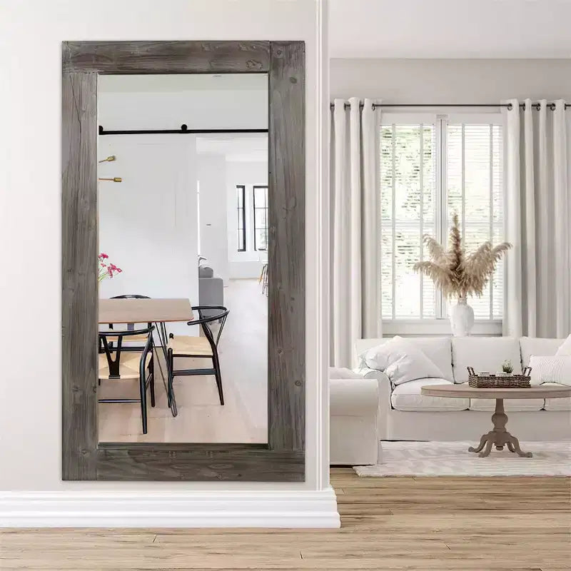 Miroir mural rectangulaire pleine longueur en bois couleur anthracite (sans support) 71 x 31 x 2