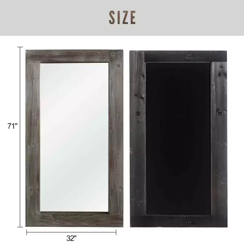 Miroir mural rectangulaire pleine longueur en bois couleur anthracite (sans support) 71 x 31 x 2
