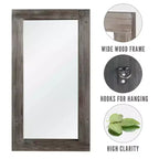 Miroir mural rectangulaire pleine longueur en bois couleur anthracite (sans support) 71 x 31 x 2